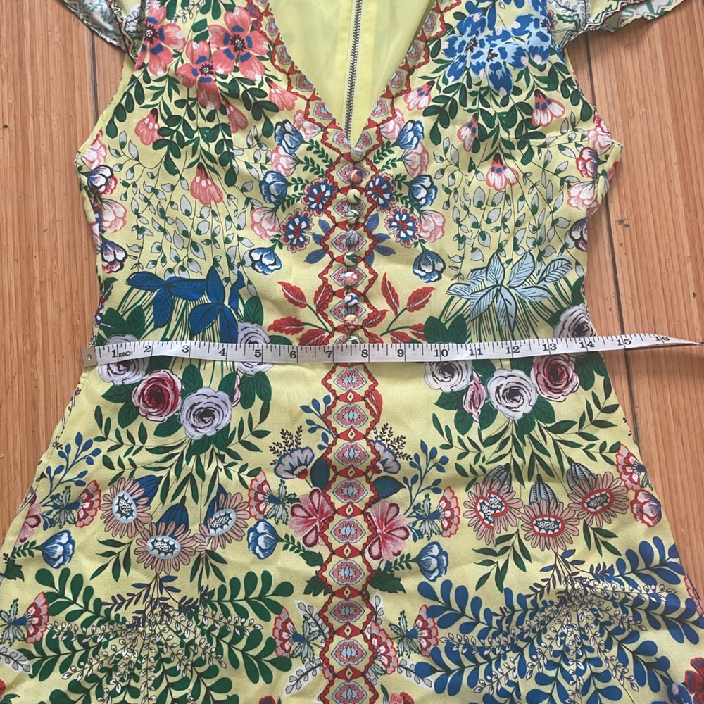 NWT Alice + Olivia Yellow Floral Mini Dress - Picture 5 of 7